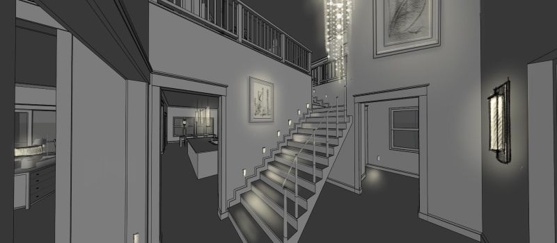 Luxury house render with emphasis in lighting design